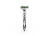 White gold Fancy Green Emerald  Solitaire Pavé Band with Four-Prong Setting_165