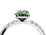 White gold Fancy Green Emerald  Solitaire Pavé Band with Four-Prong Setting_167