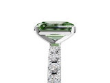 White gold Fancy Green Emerald  Solitaire Pavé Band with Four-Prong Setting_168