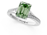 White gold Fancy Green Emerald  Solitaire Pavé Band with Four-Prong Setting_63