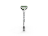 White gold Fancy Green Emerald  Solitaire Pavé Band with Four-Prong Setting_64