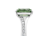 White gold Fancy Green Emerald  Solitaire Pavé Band with Four-Prong Setting_67
