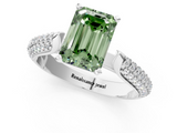 White gold Fancy Green Emerald  Solitaire Pavé Diamond Engagement Ring with Four-Prong Setting_154
