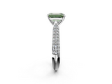 White gold Fancy Green Emerald  Solitaire Pavé Diamond Engagement Ring with Four-Prong Setting_155