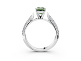 White gold Fancy Green Emerald  Solitaire Pavé Diamond Engagement Ring with Four-Prong Setting_157
