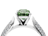 White gold Fancy Green Emerald  Solitaire Pavé Diamond Engagement Ring with Four-Prong Setting_157