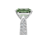 White gold Fancy Green Emerald  Solitaire Pavé Diamond Engagement Ring with Four-Prong Setting_164