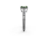 White gold Fancy Green Emerald  Solitaire Pavé Diamond Milgrain Engagement Ring with Four-Prong Setting_5
