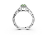 White gold Fancy Green Emerald  Solitaire Pavé Diamond Milgrain Engagement Ring with Four-Prong Setting_6