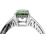 White gold Fancy Green Emerald  Solitaire Pavé Diamond Milgrain Engagement Ring with Four-Prong Setting_7