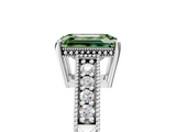 White gold Fancy Green Emerald  Solitaire Pavé Diamond Milgrain Engagement Ring with Four-Prong Setting_8