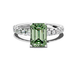 White gold Fancy Green Emerald  Solitaire Pave Diamond Engagement Ring with Four-Prong Setting_329