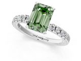 White gold Fancy Green Emerald  Solitaire Pave Diamond Engagement Ring with Four-Prong Setting_331