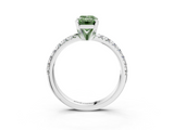 White gold Fancy Green Emerald  Solitaire Pave Diamond Engagement Ring with Four-Prong Setting_332
