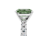 White gold Fancy Green Emerald  Solitaire Pave Diamond Engagement Ring with Four-Prong Setting_334