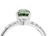 White gold Fancy Green Emerald  Solitaire Pave Diamond Engagement Ring with Four-Prong Setting_334