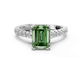 White gold Fancy Green Emerald  Solitaire Pave Diamond Engagement Ring with Prong Setting_20