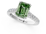 White gold Fancy Green Emerald  Solitaire Pave Diamond Engagement Ring with Prong Setting_21