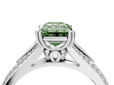 White gold Fancy Green Emerald  Solitaire Pave Split Shank Engagement Ring with Six-Prong Setting_41