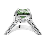 White gold Fancy Green Emerald  Solitaire Pave Split Shank Ring with Four-Prong Setting_13
