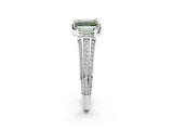 White gold Fancy Green Emerald  Solitaire Pave Split Shank Ring with Four-Prong Setting_143