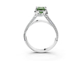 White gold Fancy Green Emerald  Solitaire Pave Split Shank Ring with Four-Prong Setting_144