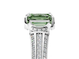 White gold Fancy Green Emerald  Solitaire Pave Split Shank Ring with Four-Prong Setting_146