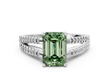 White gold Fancy Green Emerald  Solitaire Split Shank Pavé Diamond Engagement Ring_421