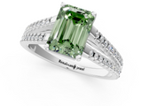 White gold Fancy Green Emerald  Solitaire Split Shank Pavé Diamond Engagement Ring_422