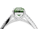 White gold Fancy Green Emerald  Solitaire Split Shank Pavé Diamond Engagement Ring_425