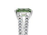 White gold Fancy Green Emerald  Solitaire Split Shank Pavé Diamond Engagement Ring_426