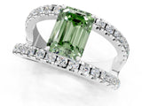 White gold Fancy Green Emerald  Solitaire Split Shank Pave Diamond Ring_50