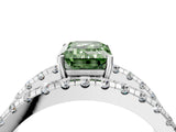 White gold Fancy Green Emerald  Solitaire Split Shank Pave Diamond Ring_52