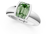 White gold Fancy Green Emerald  Solitaire Tension Set Diamond Ring with Wide Band_21