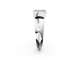 White gold Fancy Green Emerald  Solitaire Tension Set Diamond Ring with Wide Band_22