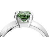 White gold Fancy Green Emerald  Solitaire Tension Set Diamond Ring with Wide Band_24