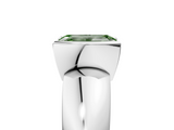 White gold Fancy Green Emerald  Solitaire Tension Set Diamond Ring with Wide Band_25