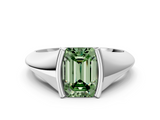 White gold Fancy Green Emerald  Solitaire Tension Set Diamond Ring_20