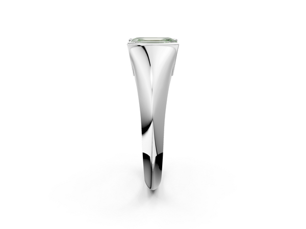 White gold Fancy Green Emerald  Solitaire Tension Set Diamond Ring