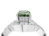 White gold Fancy Green Emerald  Solitaire Twist Band Pavé Diamond Engagement Ring_91