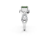 White gold Fancy Green Emerald  Solitaire Twist Band Pavé Diamond Engagement Ring_92