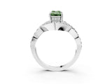 White gold Fancy Green Emerald  Solitaire Twist Band Pavé Diamond Engagement Ring_93