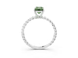 White gold Fancy Green Emerald  Solitaire Twist Band Ring with Four-Prong Setting_162