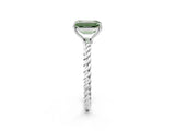 White gold Fancy Green Emerald  Solitaire Twist Band Ring with Four-Prong Setting_166