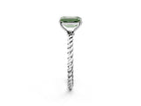 White gold Fancy Green Emerald  Solitaire Twist Band Ring with Four-Prong Setting_40