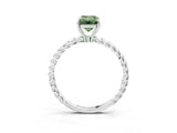 White gold Fancy Green Emerald  Solitaire Twist Band Ring with Four-Prong Setting_41