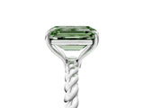 White gold Fancy Green Emerald  Solitaire Twist Band Ring with Four-Prong Setting_43