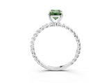 White gold Fancy Green Emerald  Solitaire Twist Band Ring with Four-Prong Setting_75