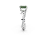 White gold Fancy Green Emerald  Solitaire Twist Band with Pavé Accents and Four-Prong Setting_22