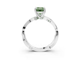 White gold Fancy Green Emerald  Solitaire Twist Band with Pavé Accents and Four-Prong Setting_23